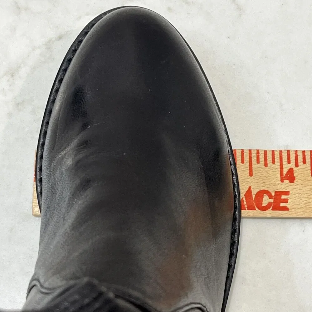 Stuart Weitzman Over Knee‎ Boots Black Leather Womens Sz 4 Low Stacked Heel